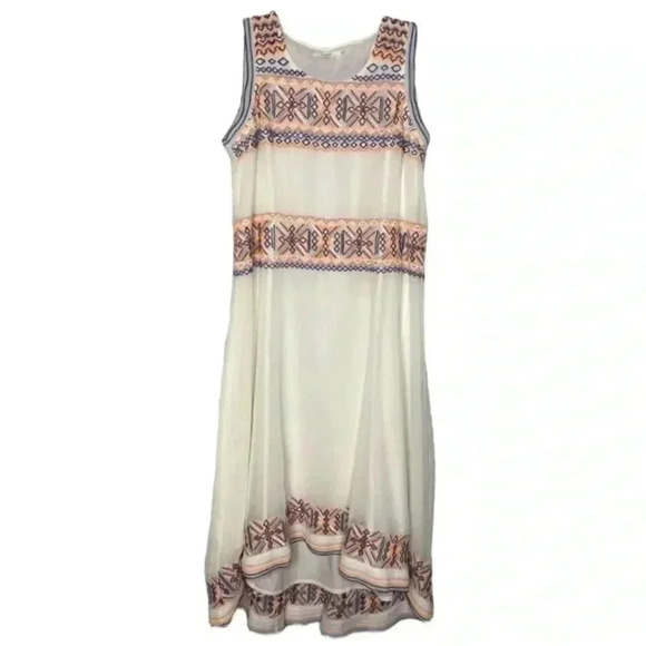 Tularosa Canyon Embroidered Boho Chiffon Midi Dress - Picture 1 of 11